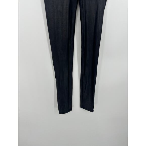 Spanx Leggings Women Small Black Metallic Compression Mid Rise Workout - Picture 3 of 7